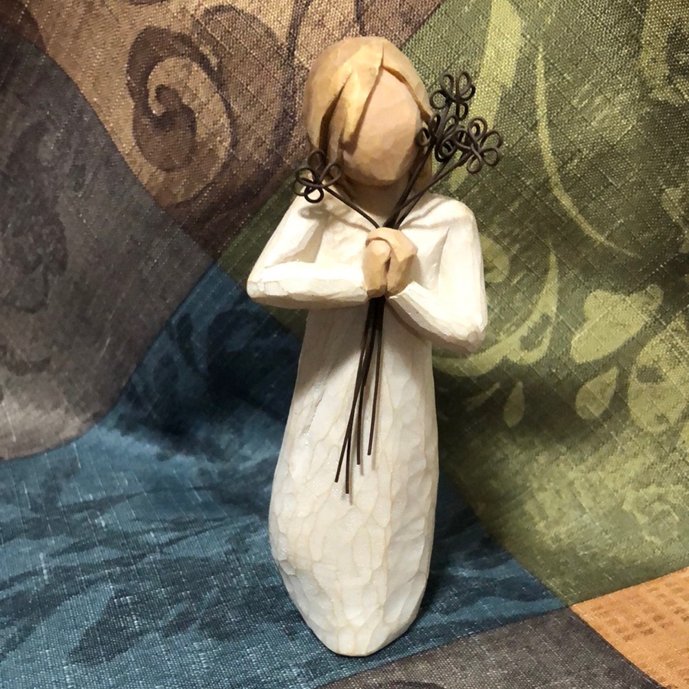 Willow Tree Figurine with White and Brown Accents